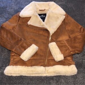 Faux fur shearling biker jacket